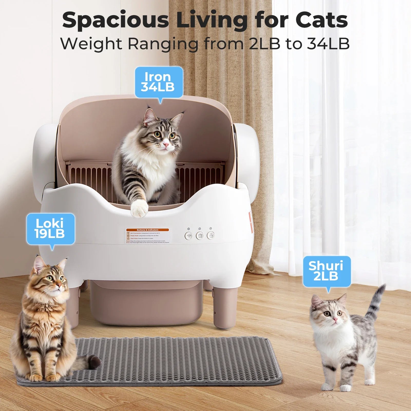 Self Cleaning Multi-cat Odor-Free Automatic Litter Box with APP Control