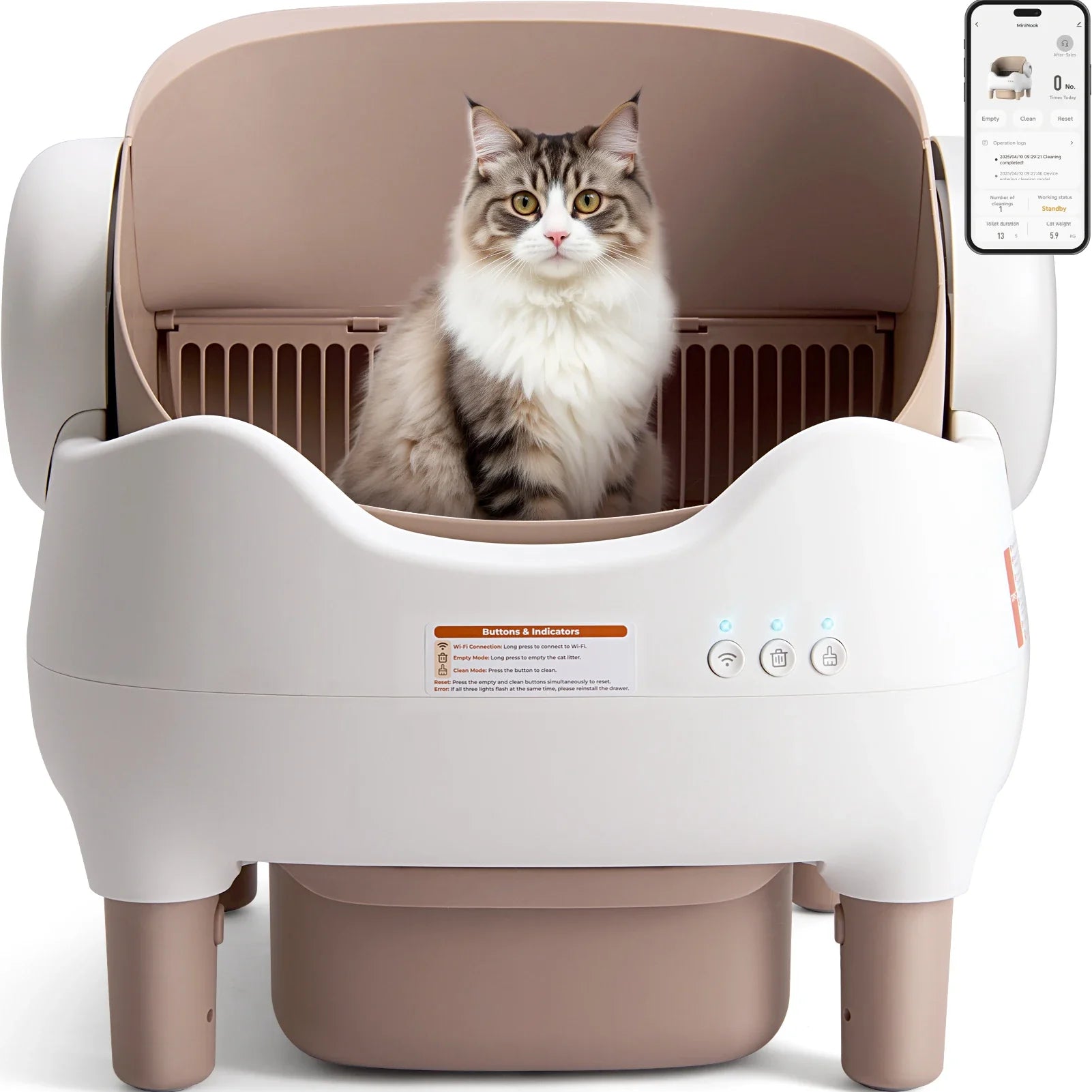 Self Cleaning Multi-cat Odor-Free Automatic Litter Box with APP Control